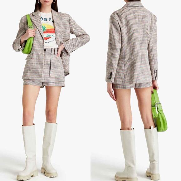 MAJE Tailored Check-Print Houndstooth Blazer Size FR 42 US 10 - Picture 6 of 14